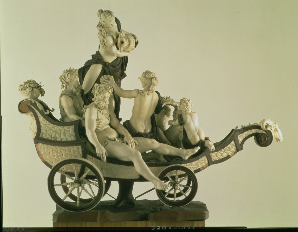 Carro con Sileno, escultura de marfil, Múnich, segundo cuarto del siglo XVIII de Simon Troger