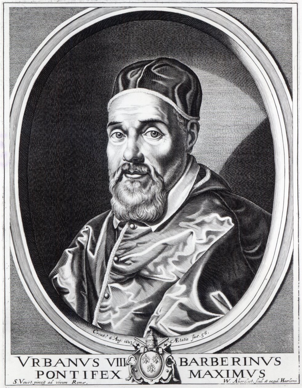 Papa Urbano VIII, grabado por Willem Outgertsz Akersloot de Simon Vouet