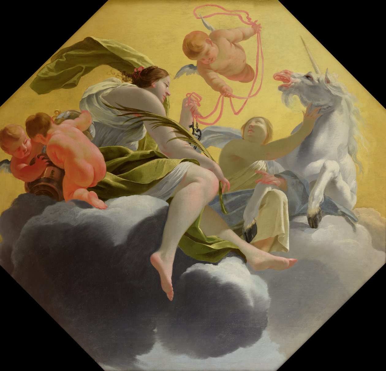 Templanza, de una serie de las Cuatro Virtudes Cardinales en el techo del dormitorio de la Reina en Saint-Germain-en-Laye, c.1637-38 de Simon Vouet