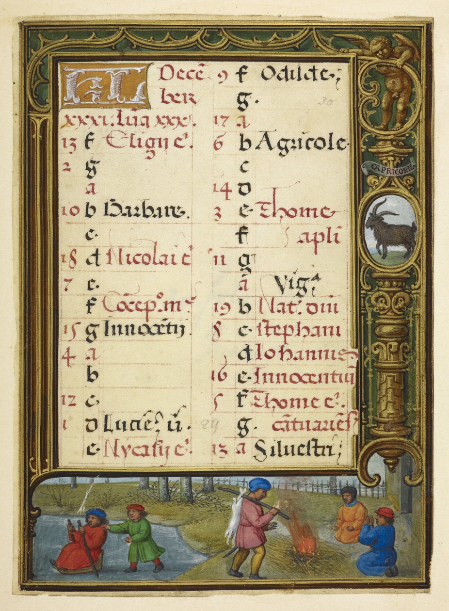 Página del calendario de diciembre, ilustración de 