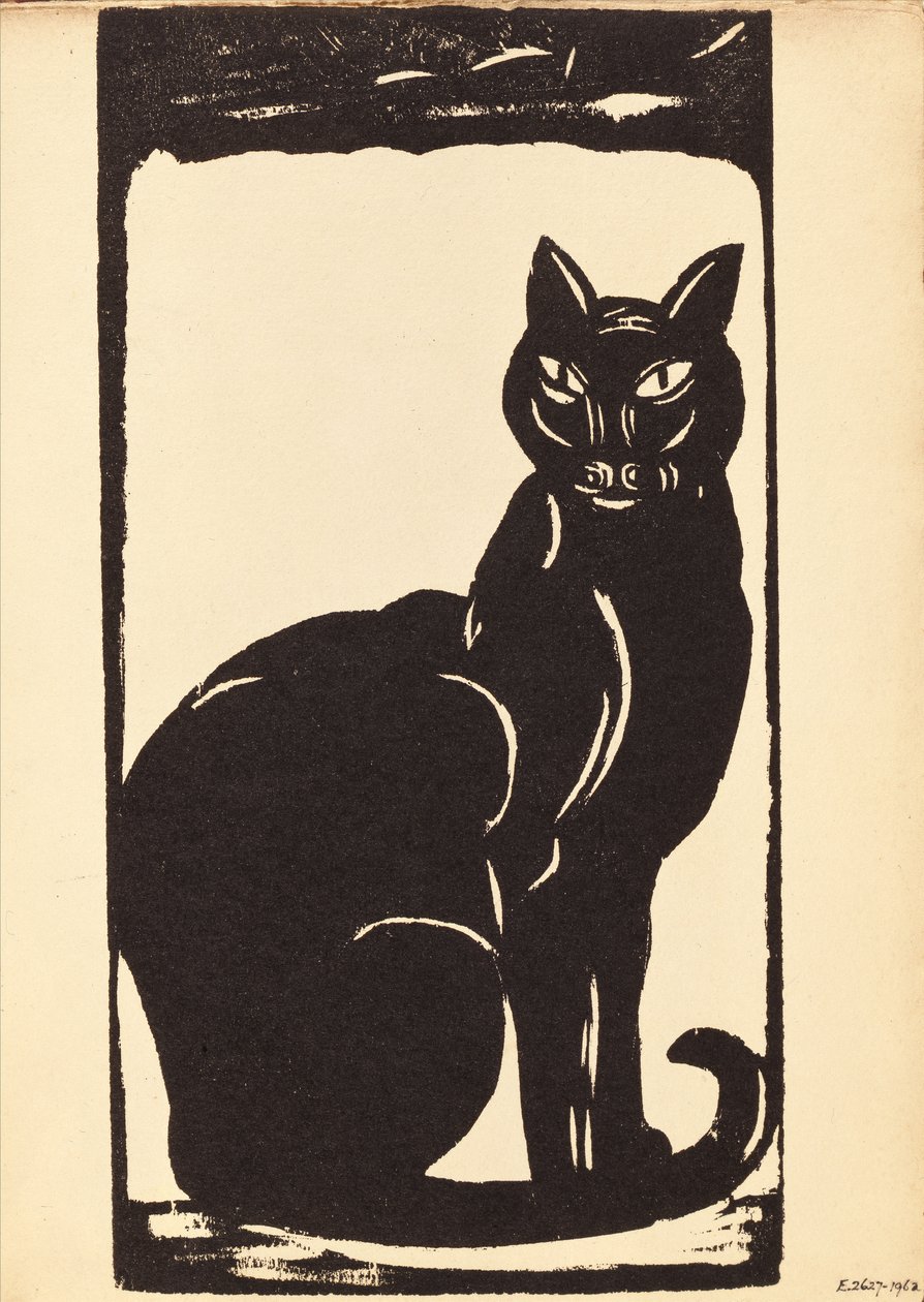 Gato negro (xilografía) de Simon Albert Bussy