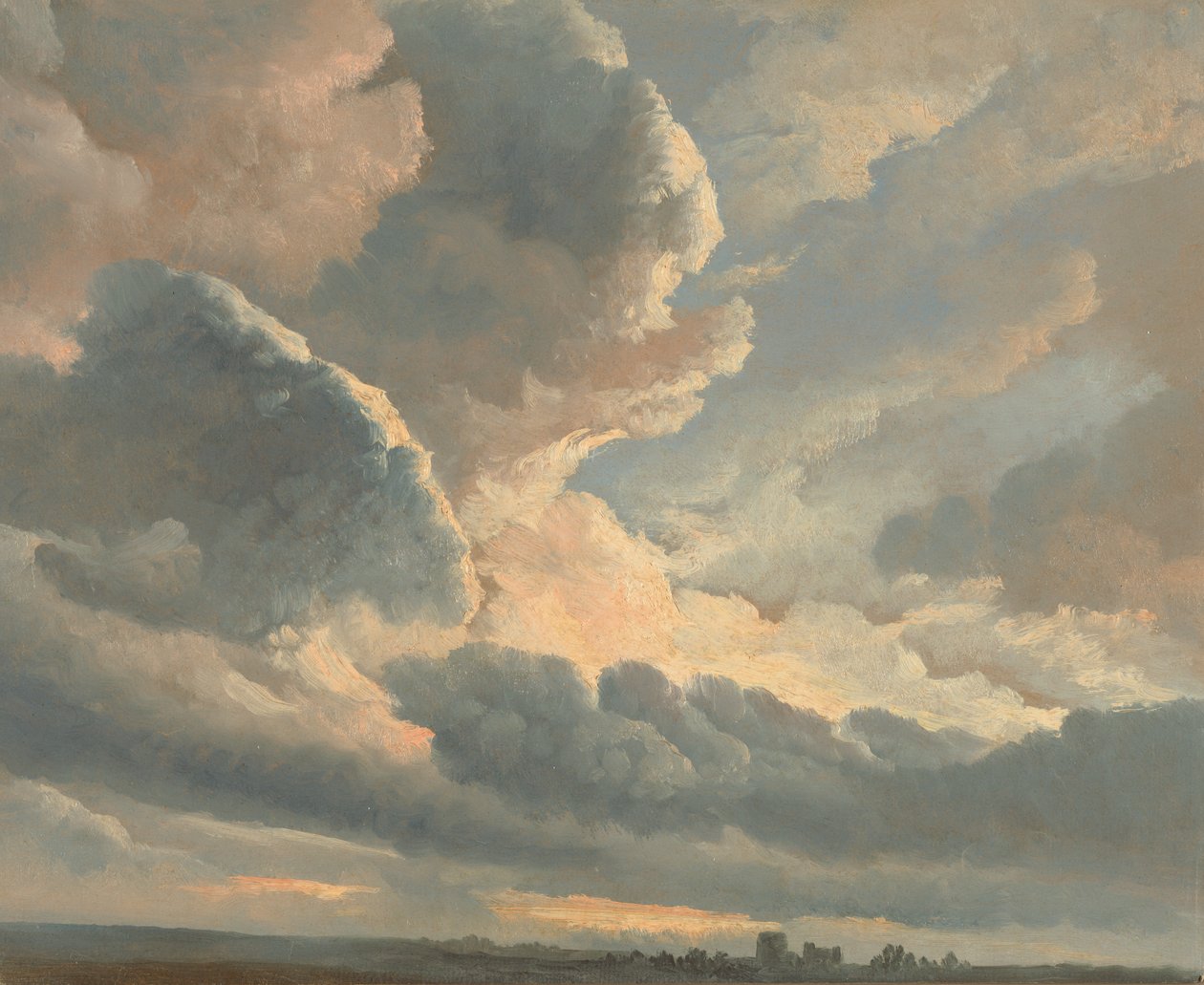 Estudio de nubes con una puesta de sol cerca de Roma de Simon Alexandre Clément Denis