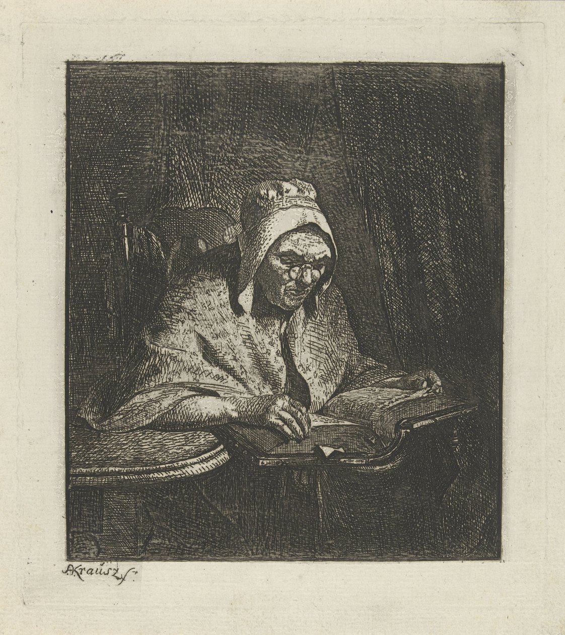 Anciana leyendo de Simon Andreas Krausz