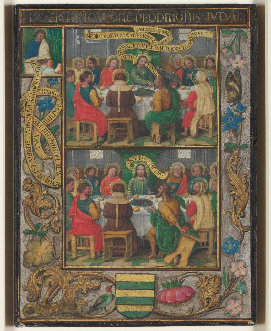 Hoja única con escenas de la Última Cena de Simon Bening