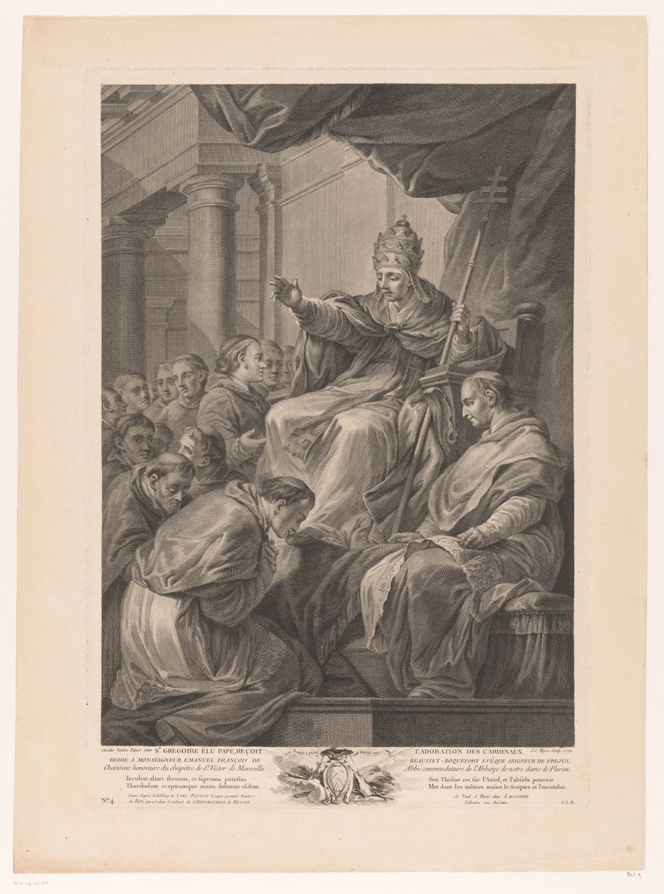 Papa Gregorio rodeado de cardenales de Simon Charles Miger