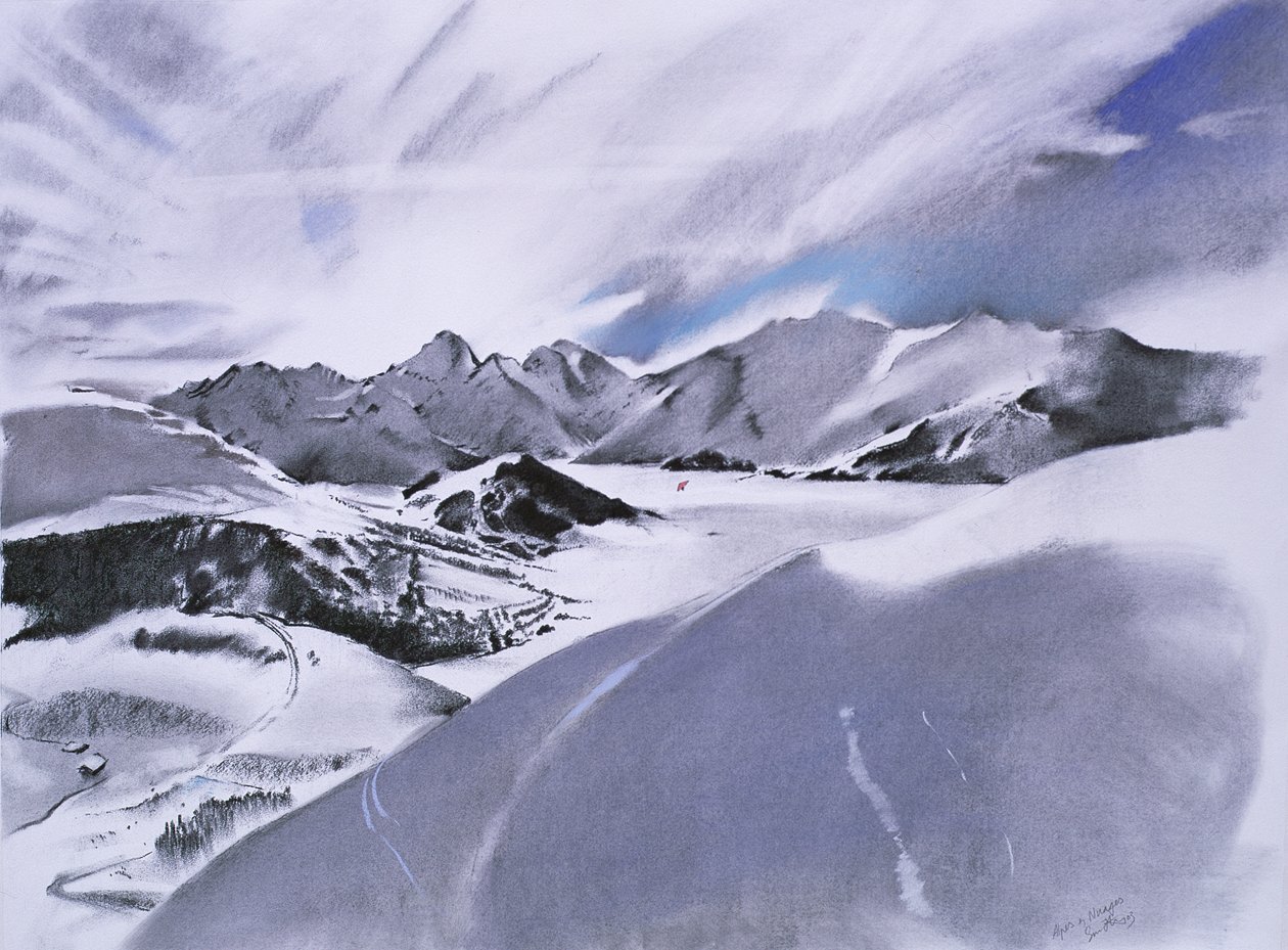 Alpes et nuages, 2003 (pastel y técnica mixta sobre papel) de Simon Fletcher
