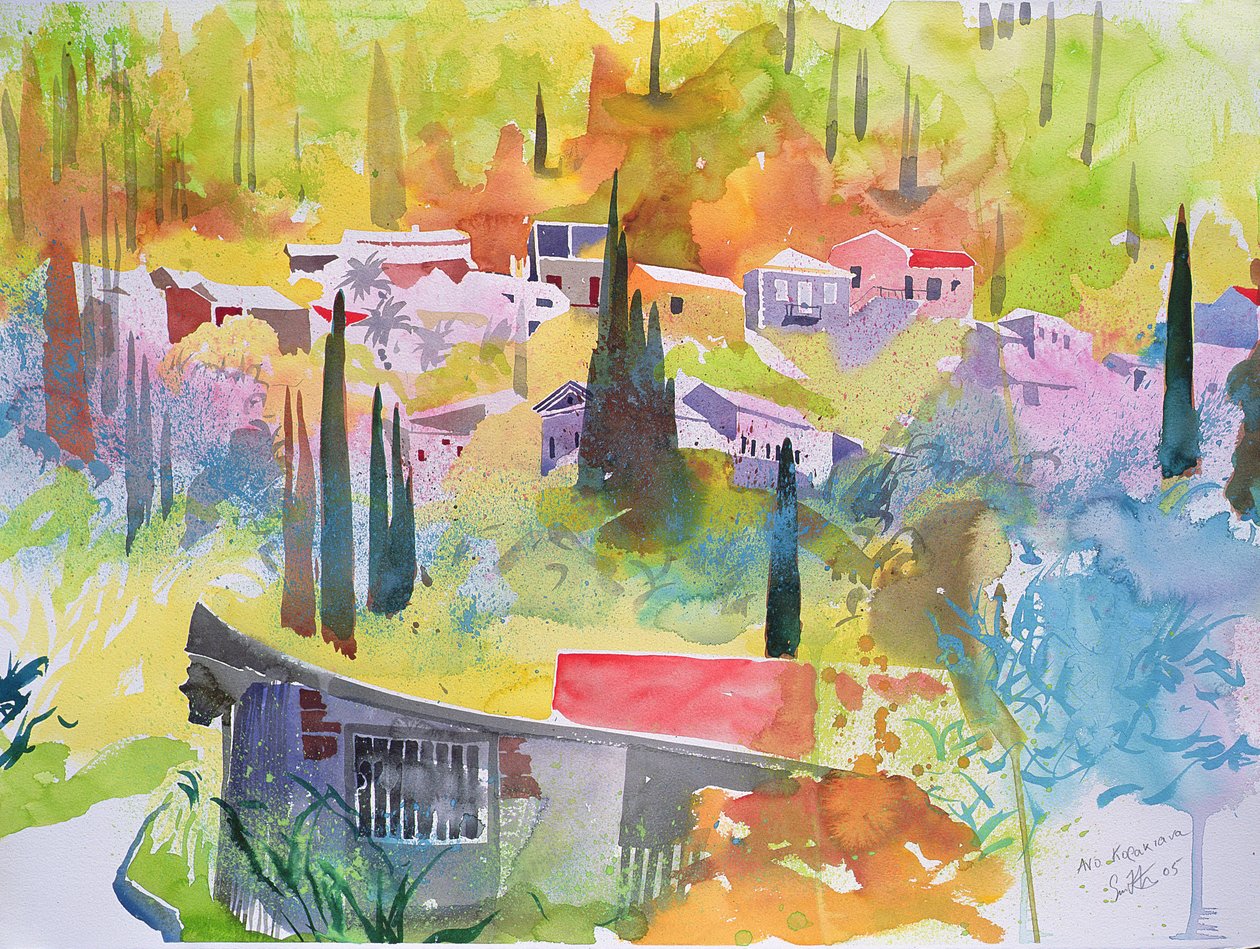 Anno Korikiana, Corfú, 2005 (acuarela) de Simon Fletcher