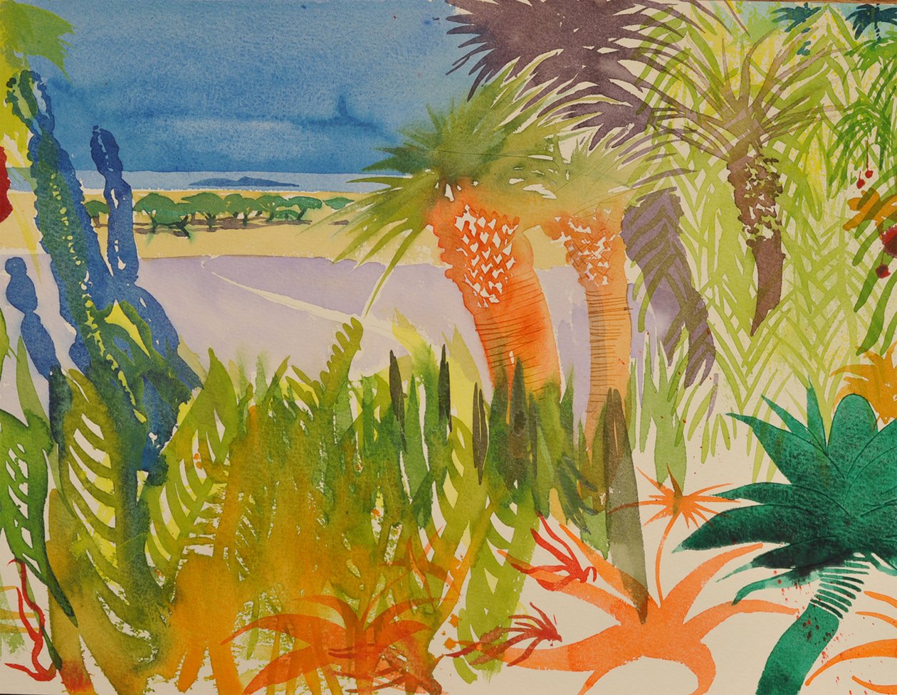Jardín de cactus, 2016 (acuarela) de Simon Fletcher