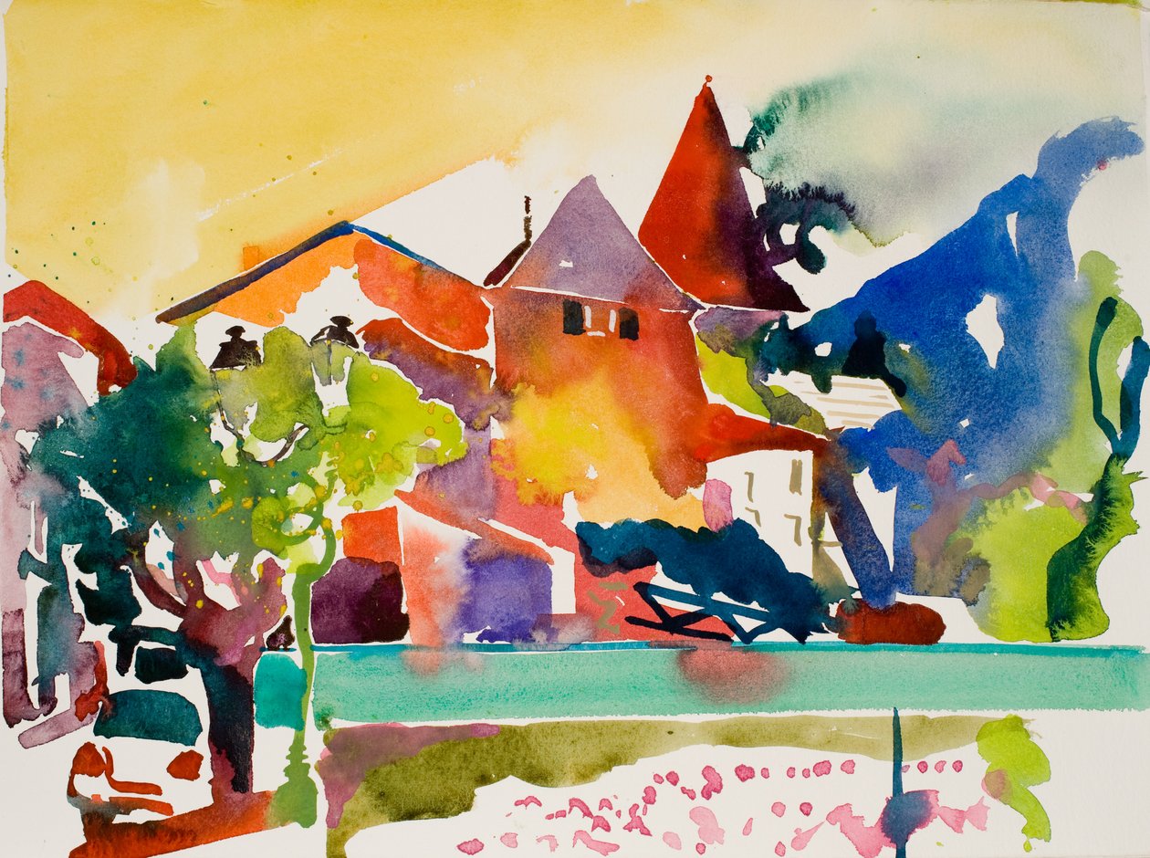 Coche, raya verde, 2017 (acuarela sobre papel) de Simon Fletcher