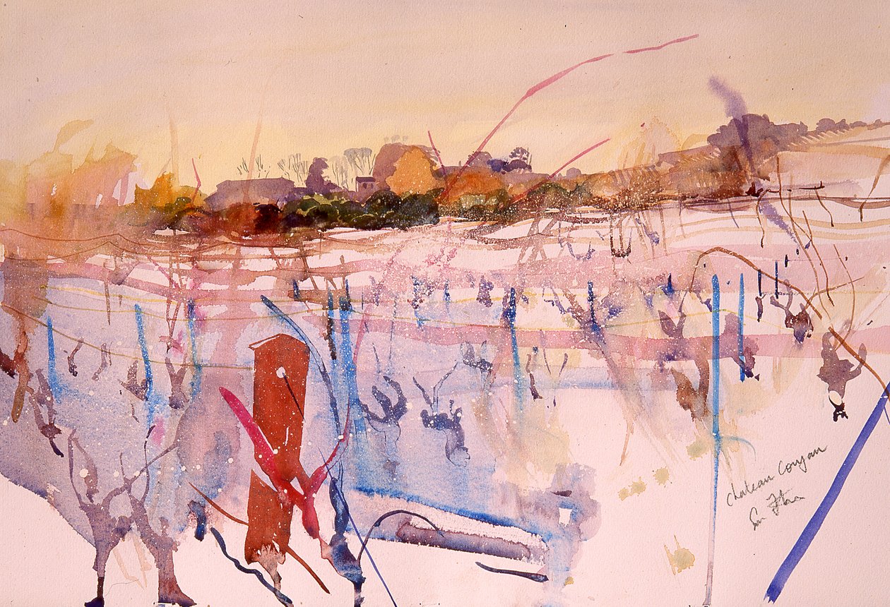 Chateau Coujan, hiver, 2004 (acuarela) de Simon Fletcher