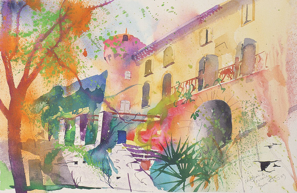 Castillo y terraza, 2003 (acuarela sobre papel) de Simon Fletcher