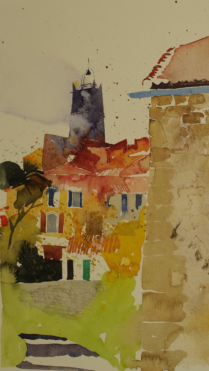 Clocher, Languedoc, 2002 (acuarela) de Simon Fletcher