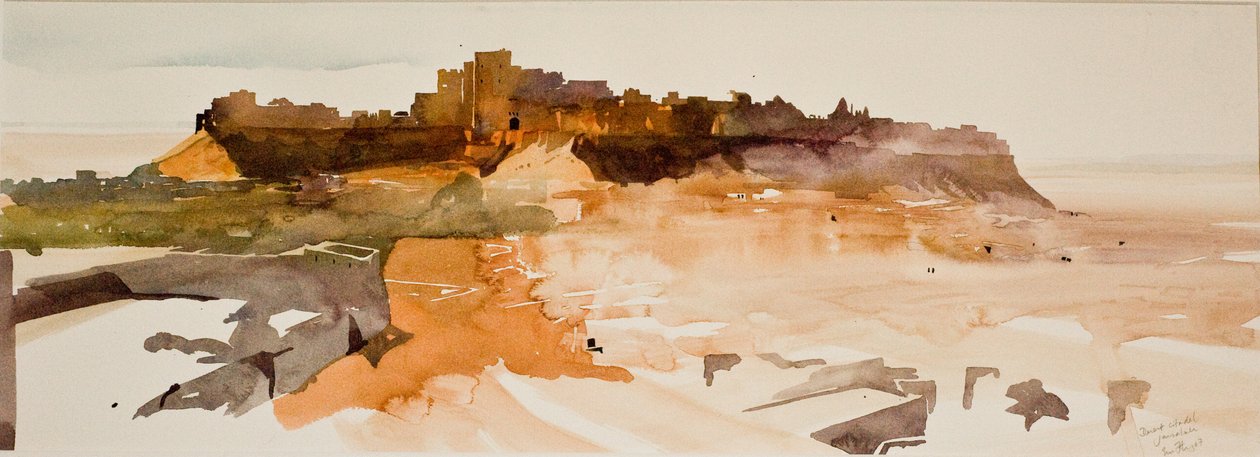 Ciudadela del desierto, Jaiselmer (acuarela sobre papel) de Simon Fletcher