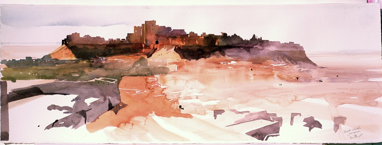 Ciudadela del desierto, Jaiselmer, 2007 (acuarela sobre papel) de Simon Fletcher