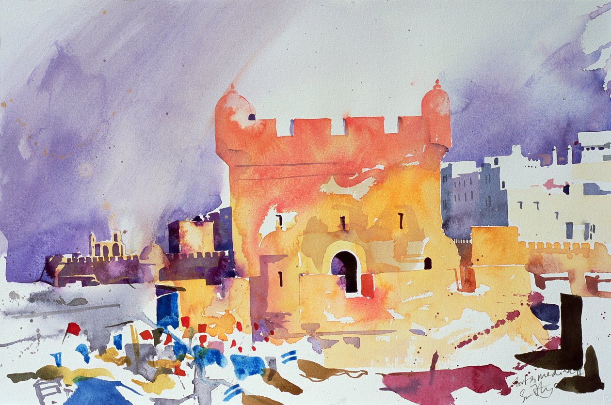 Fuerte y Medina II (acuarela sobre papel) de Simon Fletcher