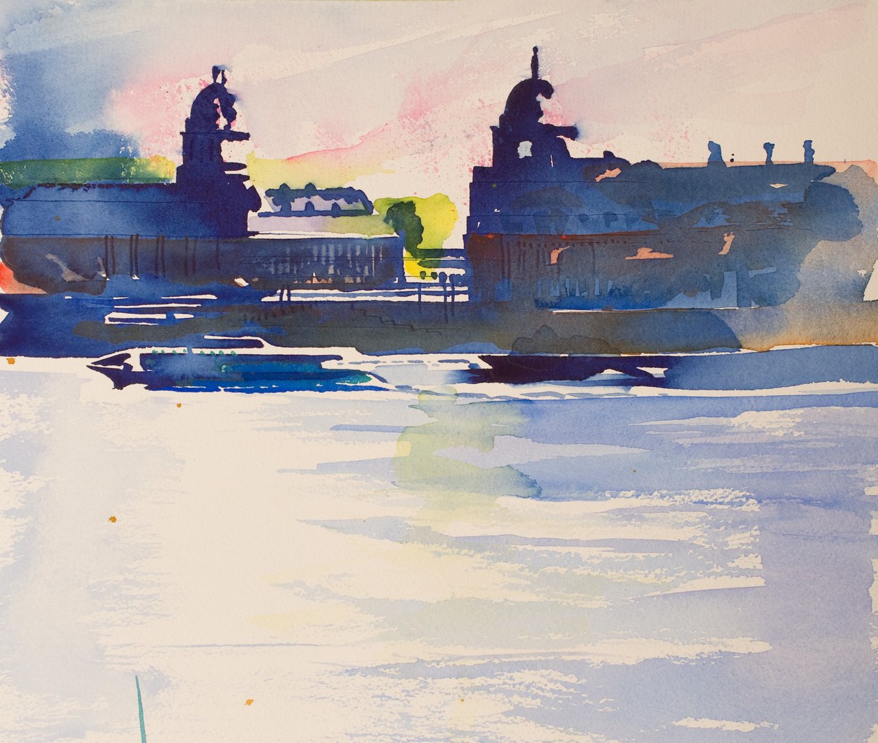 Greenwich desde Isle of Dogs, 2016 (acuarela) de Simon Fletcher
