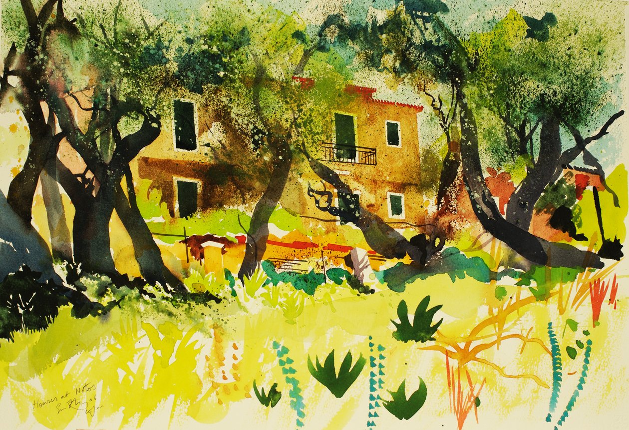 Casas en Notos, 2006 (acuarela) de Simon Fletcher