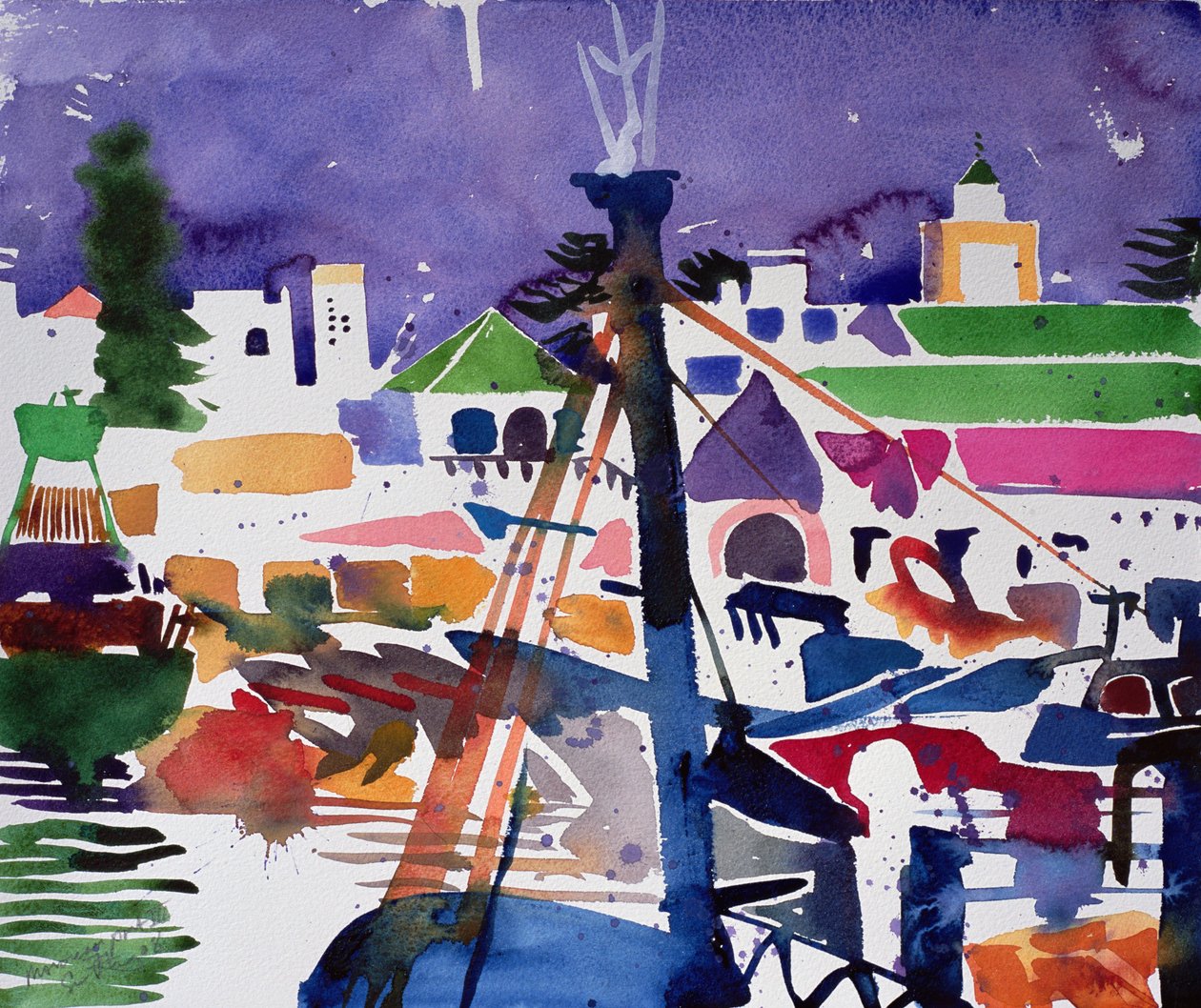 Puerto marroquí III (acuarela sobre papel) de Simon Fletcher