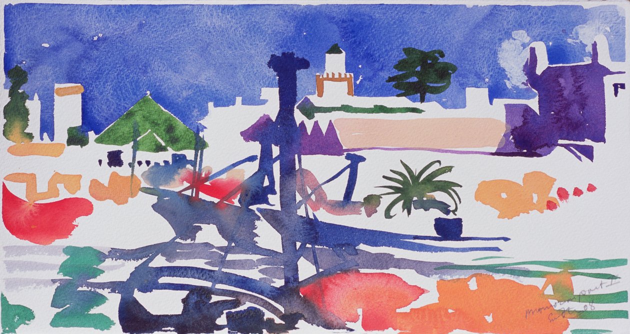 Puerto marroquí II (acuarela sobre papel) de Simon Fletcher