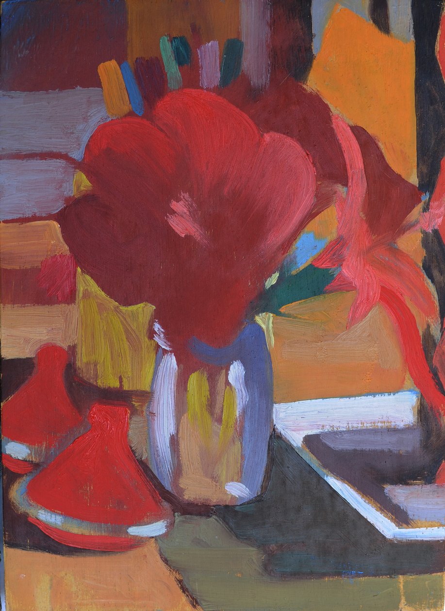 Rojo marroquí, 2014 (óleo sobre tabla) de Simon Fletcher