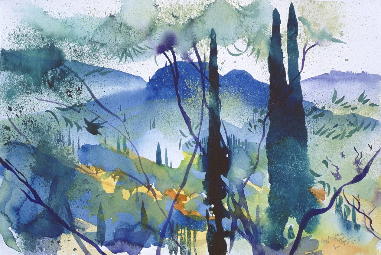 Cerca de Pagoi, Corfú, 2005 (acuarela) de Simon Fletcher