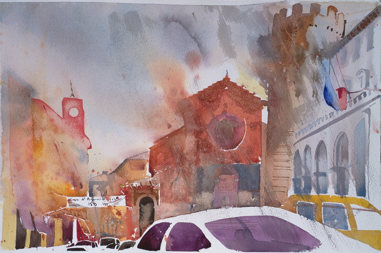 Plaza de Orvieto, Italia 2002 (acuarela) de Simon Fletcher