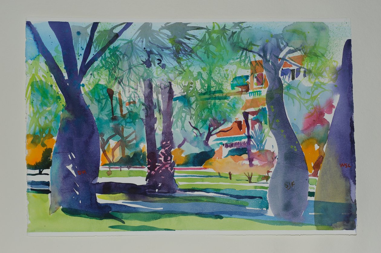 Pintores en la Mamounia, 2010 (acuarela sobre papel) de Simon Fletcher