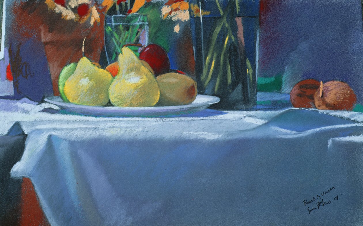 Peras y jarrones, 2004 (pastel) de Simon Fletcher