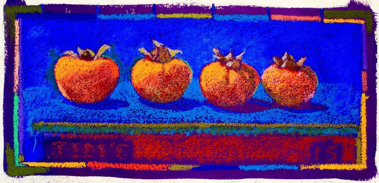Caquis, 2015 (pastel sobre papel) de Simon Fletcher