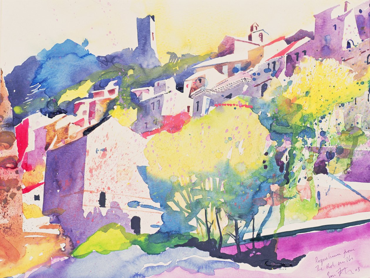 Roque Brun desde los viejos molinos, 2003 (acuarela sobre papel) de Simon Fletcher