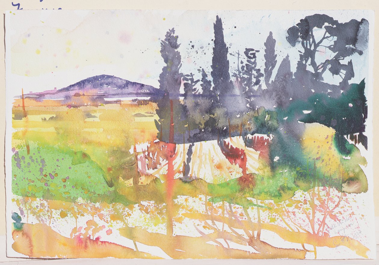 Sete, vu de Loupian, 2004 (acuarela sobre papel) de Simon Fletcher