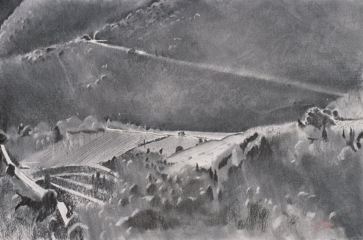 The High Road, 2001 (pastel y técnica mixta sobre papel) de Simon Fletcher