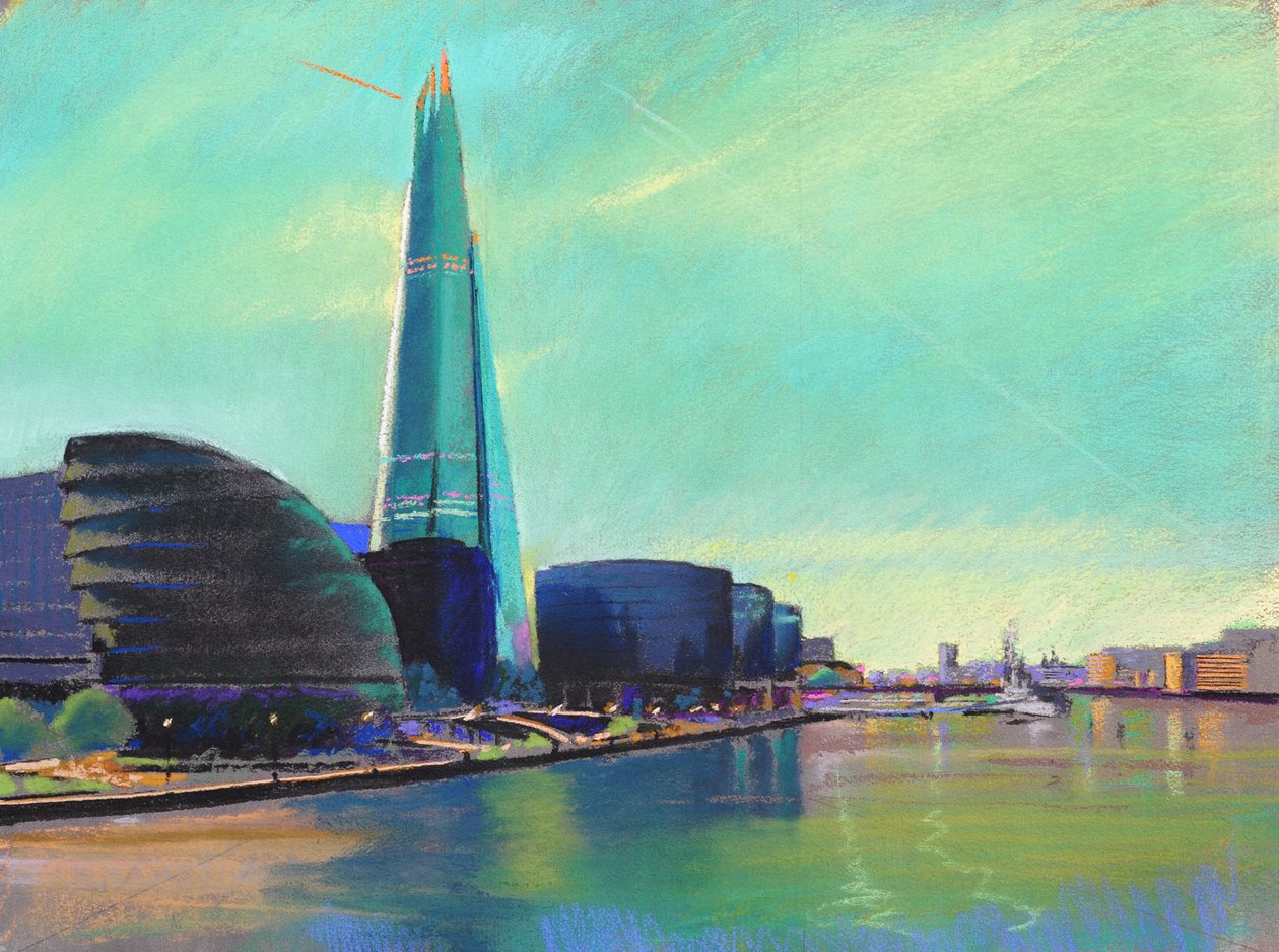El Shard desde el Tower Bridge, 2015 (pastel) de Simon Fletcher