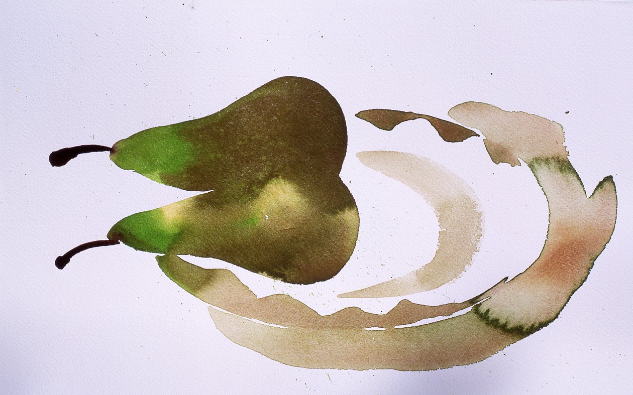 Dos peras en un plato, 2010 (acuarela) de Simon Fletcher