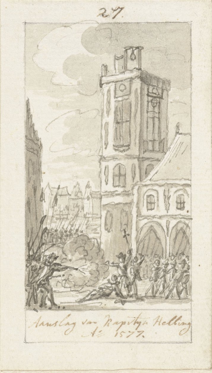 La caída del capitán Herman van der Helling, 23 de noviembre de 1577 de Simon Fokke