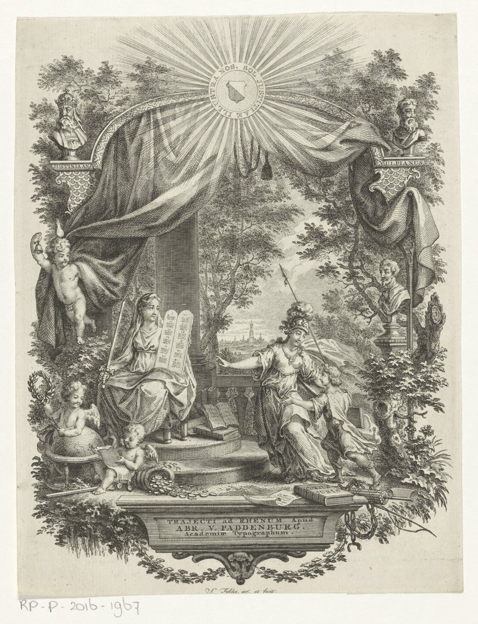 Minerva recibe a un joven de Simon Fokke
