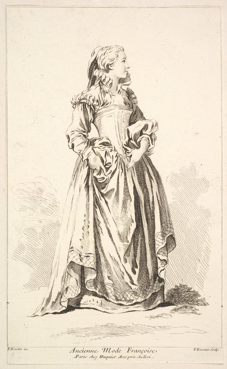 Ancienne Mode Françoise, de Recueil de diverses figures étrangères Inventées par... de Simon Francois Ravenet