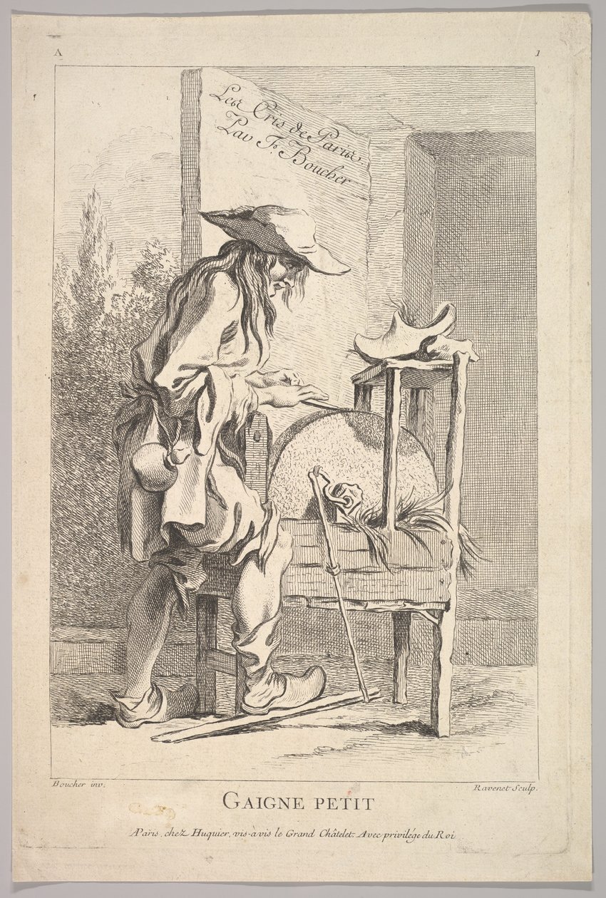 Portada: Gaigne Petit, de Le Cris de Paris, placa 1, siglo XVIII de Simon Francois Ravenet
