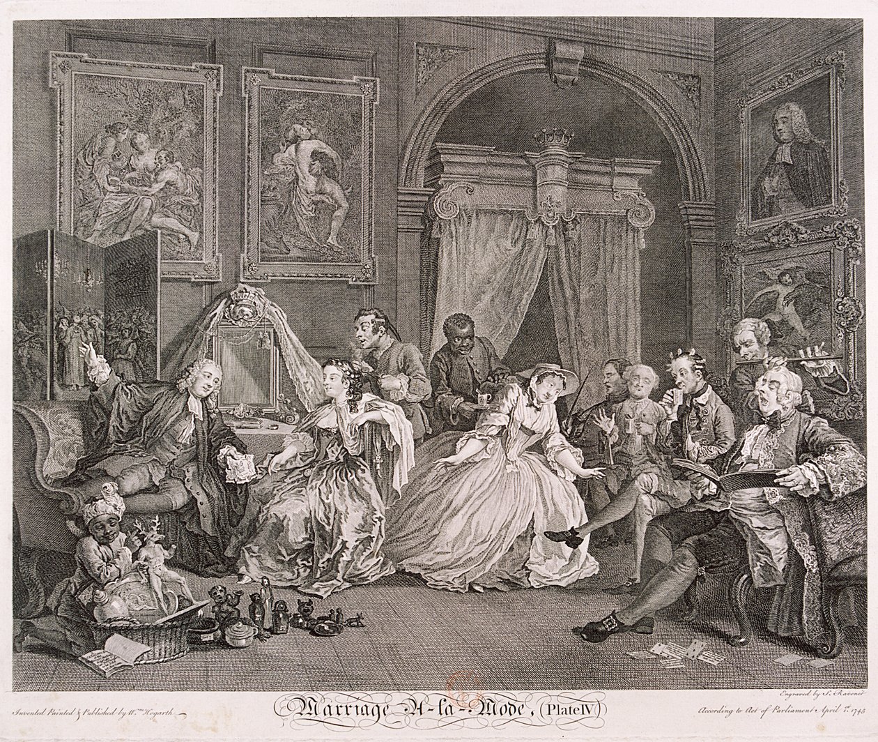 Matrimonio a la Moda, 1745, placa IV de Simon Francois Ravenet