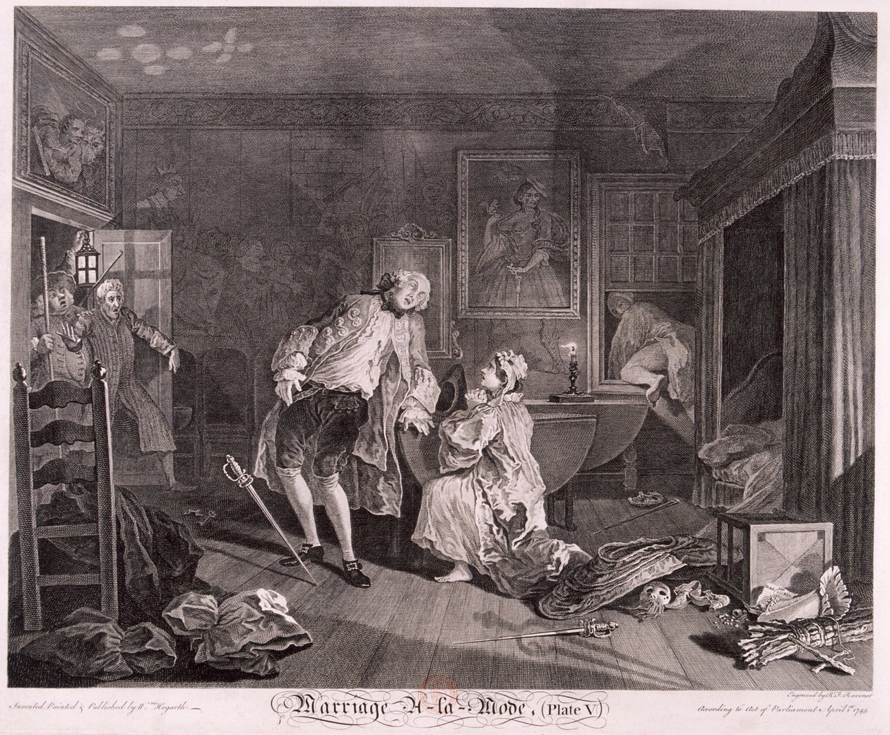 Marriage a la mode, Plate V, 1745 de Simon Francois Ravenet
