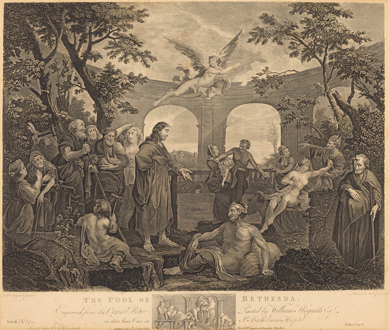 El Estanque de Betesda de Simon Francois Ravenet I and Victor Marie Picot after William Hogarth