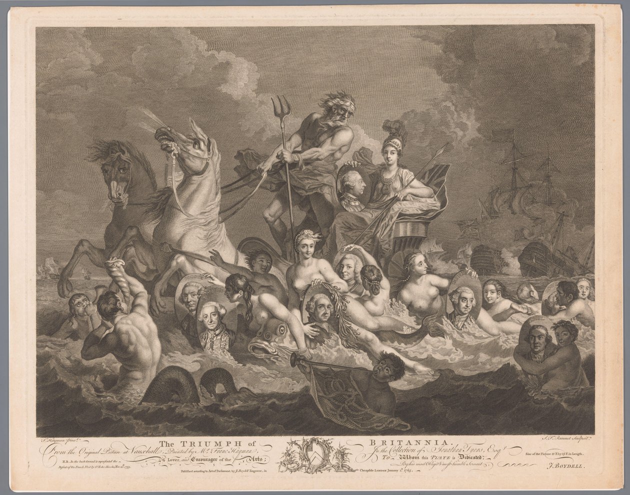 Alegoría de la Marina Británica y la Victoria sobre la Flota Francesa El triunfo de Britannia (título sobre el objeto) de Simon François Ravenet (le vieux)