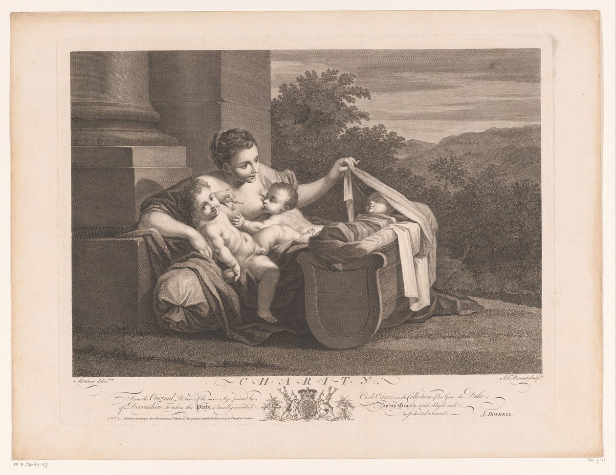 caridad Caridad (título sobre el objeto) Pinturas del siglo XVII de la colección Devonshire (título de la serie) de Simon François Ravenet (le vieux)