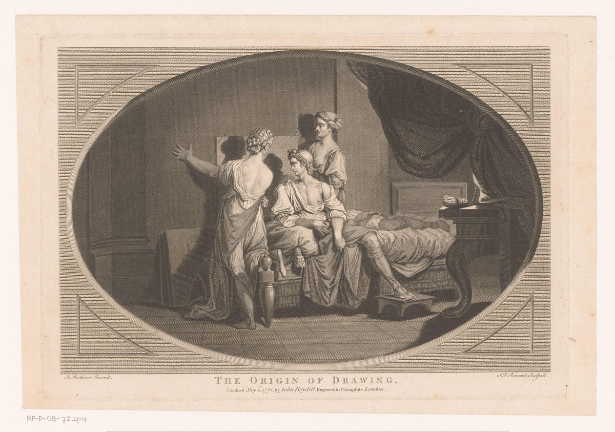 Invención del arte del dibujo. El origen del dibujo (título sobre objeto) de Simon François Ravenet (le vieux)