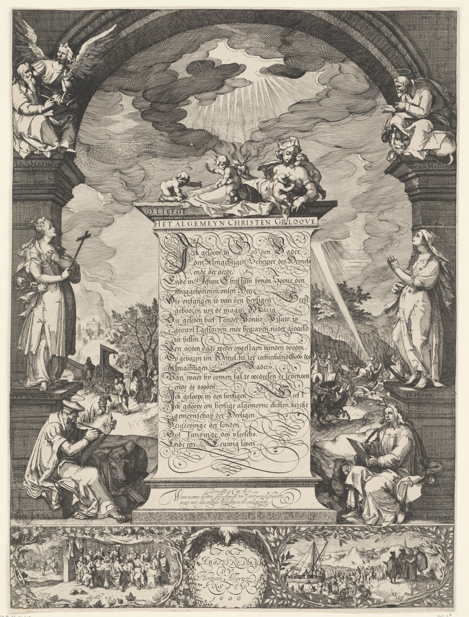 Alegoría de la profesión de fe con los cuatro evangelistas de Simon Frisius