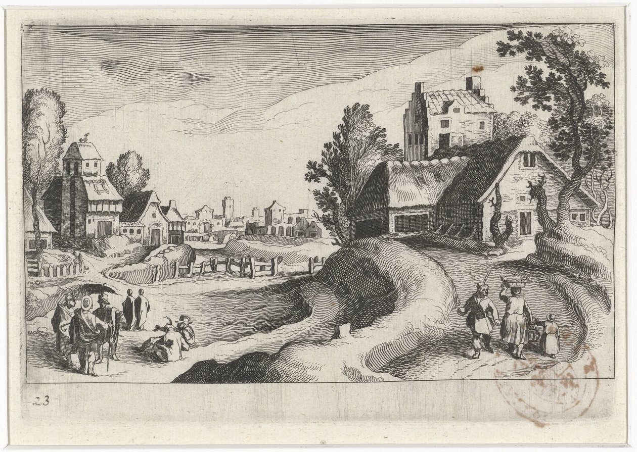 Paisaje rural con una granja de Simon Frisius