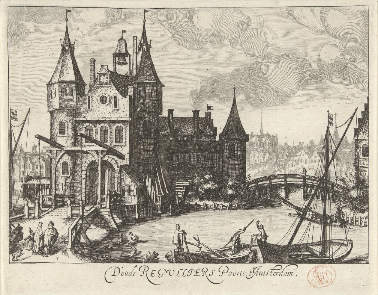 Vista de la Primera Puerta de Reguliers, en Ámsterdam de Simon Frisius