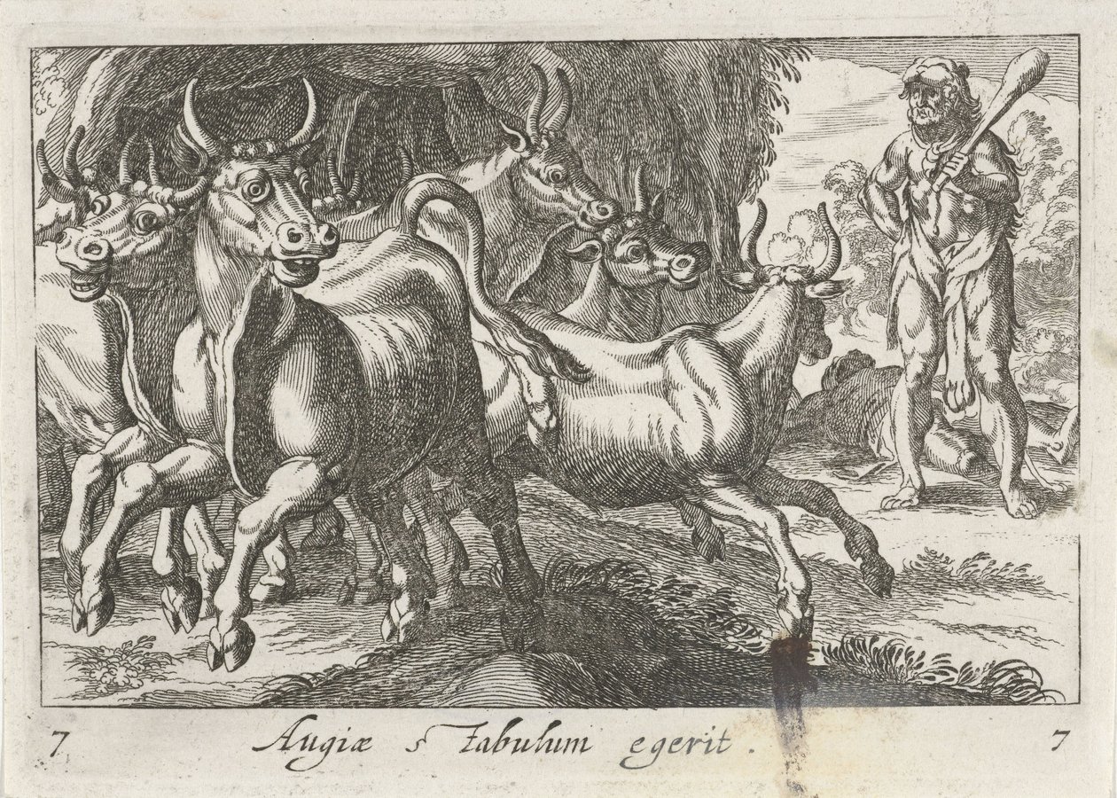 Hércules hoedt de kudde van Geryon (título en el objeto) El tema de Hércules (título de la serie) de Simon Frisius