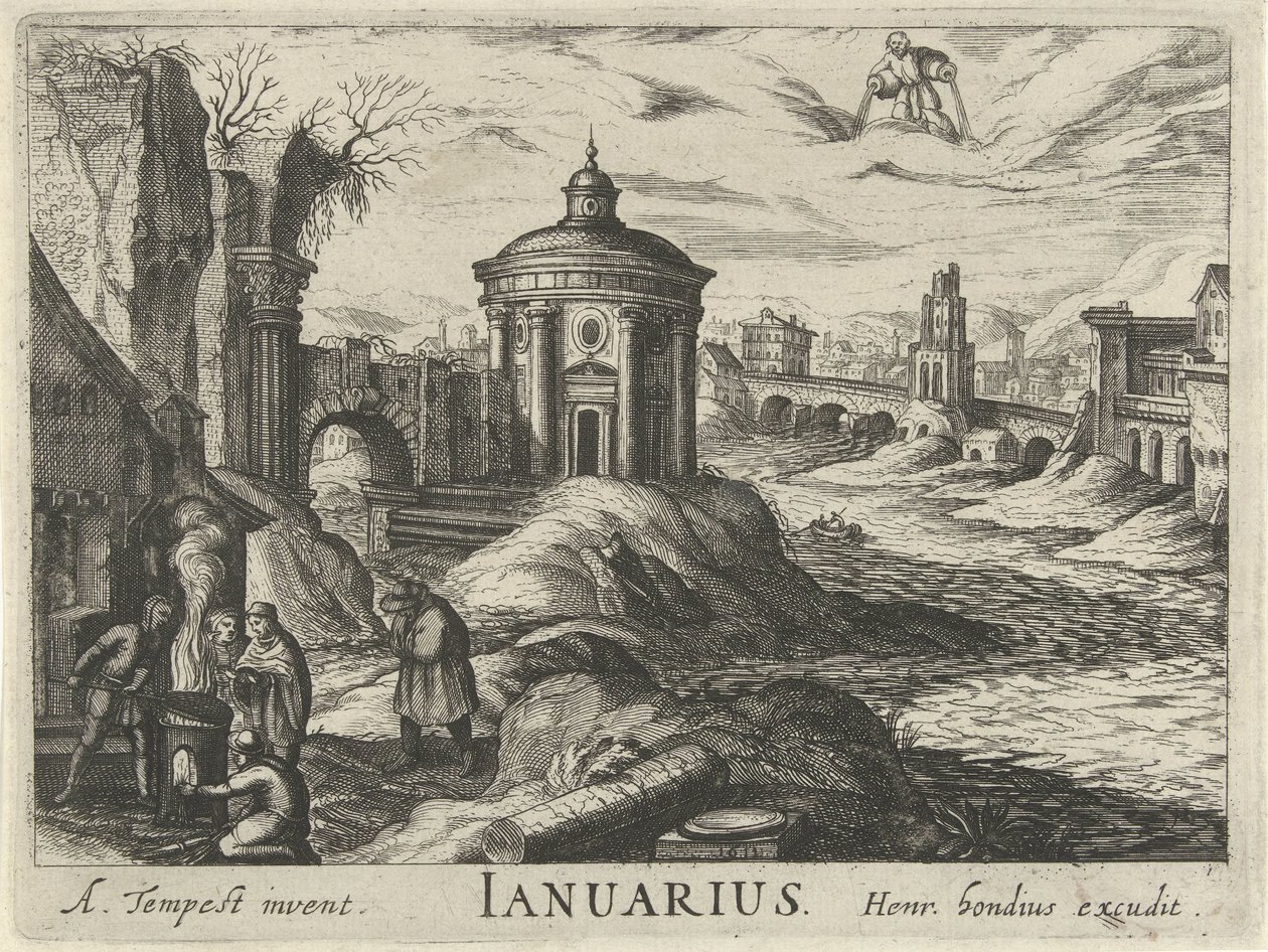 enero Ianuarius (título sobre el objeto) Doce meses (título de la serie) de Simon Frisius