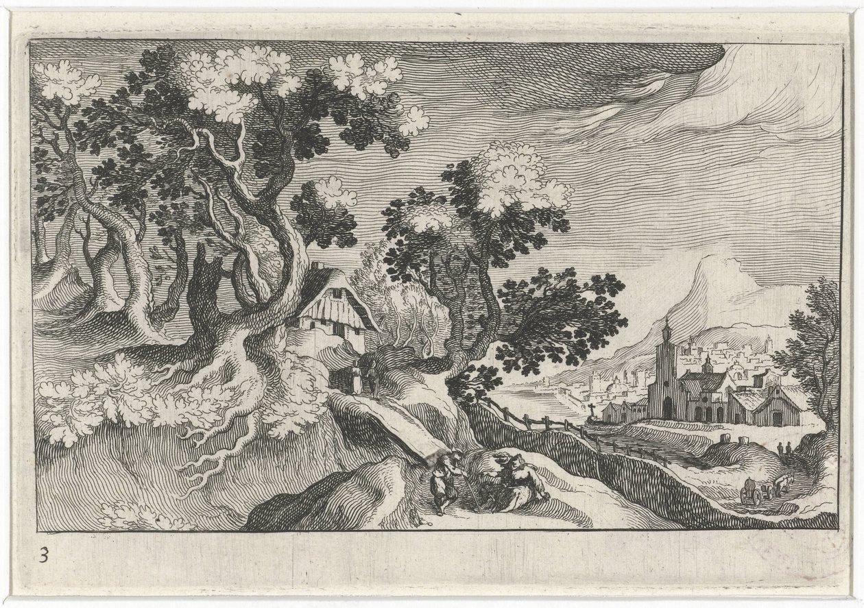 Paisaje con algunos edificios de Simon Frisius